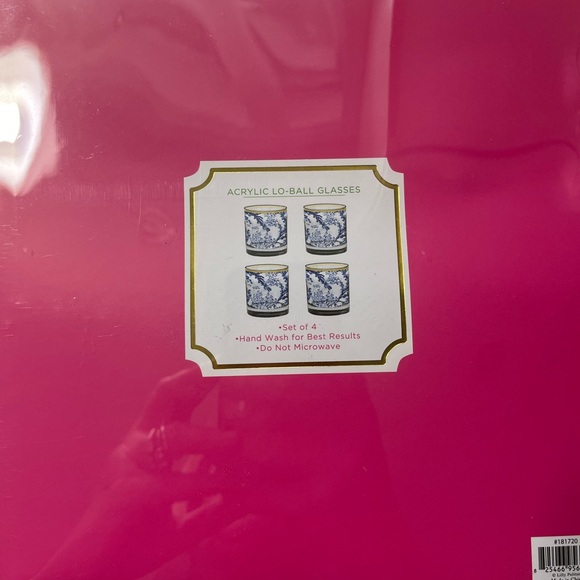 Lilly Pulitzer acrylic lowball glasses featured in CORALY two sets of 4 nwt - Picture 4 of 7